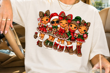 Leopard Gingerbread Girls Christmas PNG