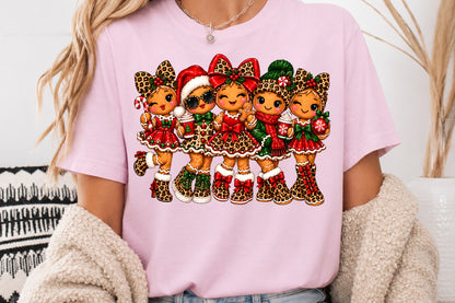 Leopard Gingerbread Girls Christmas PNG