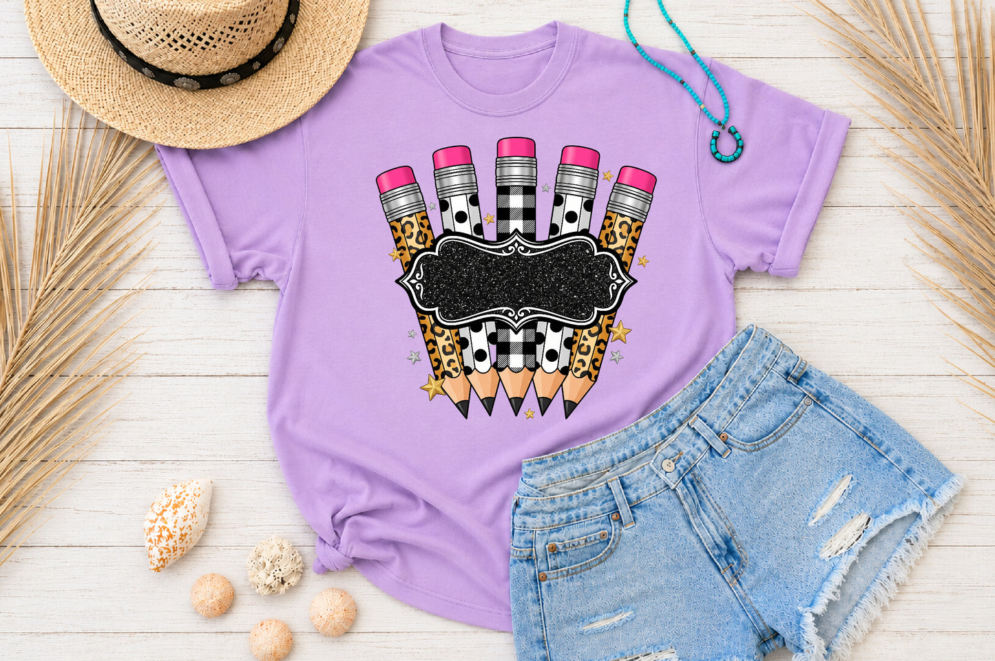 Leopard Pencil Frame PNG Back to School Sublimation