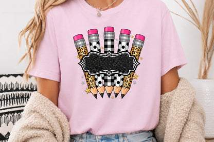 Leopard Pencil Frame PNG Back to School Sublimation