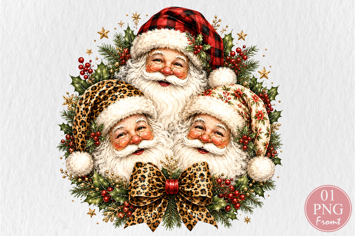 Leopard Santa Christmas PNG Sublimation Design