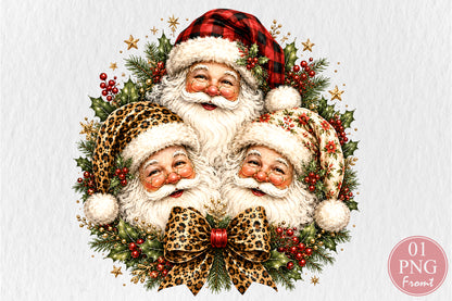 Leopard Santa Christmas PNG Sublimation Design