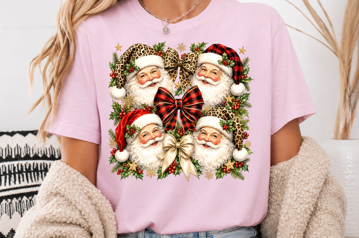 Leopard Buffalo Plaid Santa Christmas PNG Sublimation Design