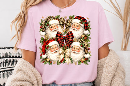 Leopard Buffalo Plaid Santa Christmas PNG Sublimation Design