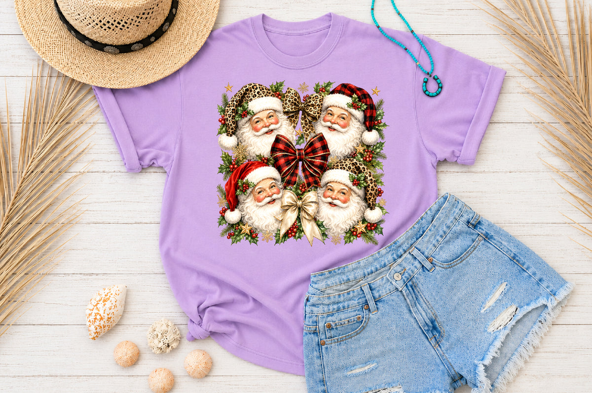 Leopard Buffalo Plaid Santa Christmas PNG Sublimation Design