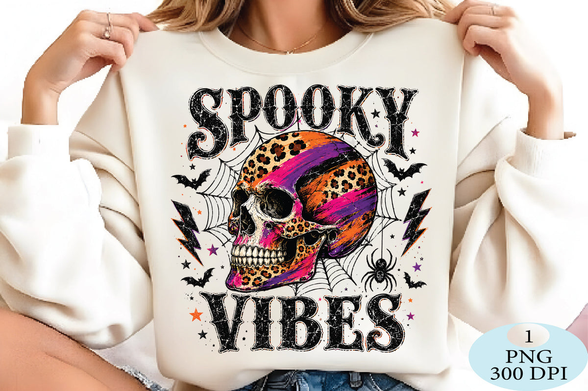Spooky Leopard Skull Halloween PNG Grunge Gothic Skeleton Design