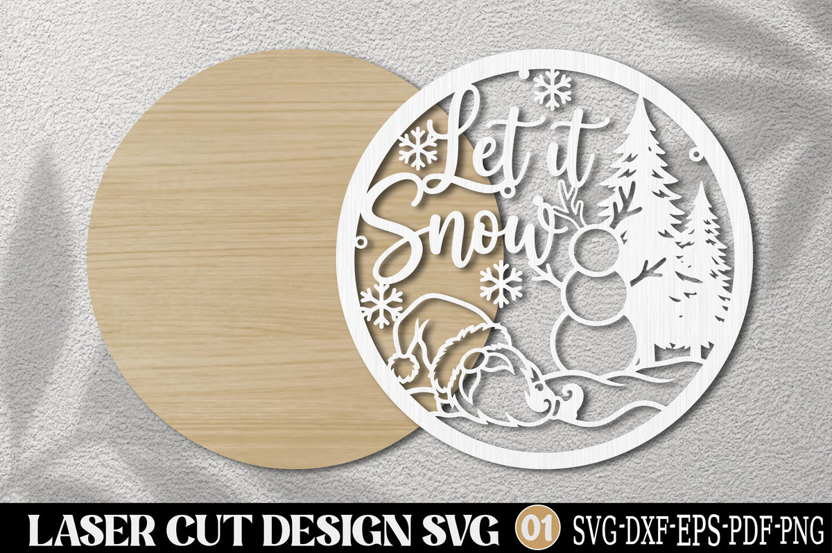 Let It Snow Christmas SVG | Snowman Winter Laser Cut Design