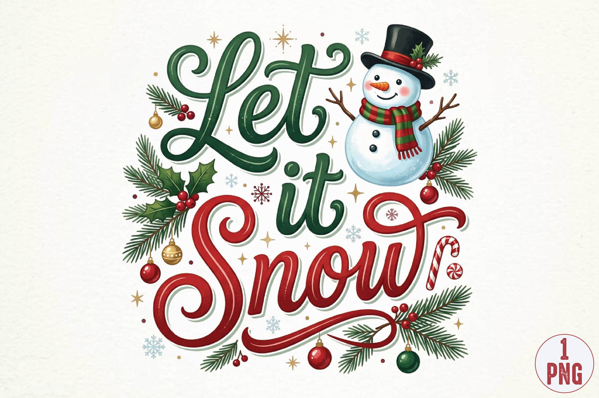Let It Snow Christmas PNG, Snowman Holiday Sublimation Design, Winter Shirt PNG, Christmas Digital Download