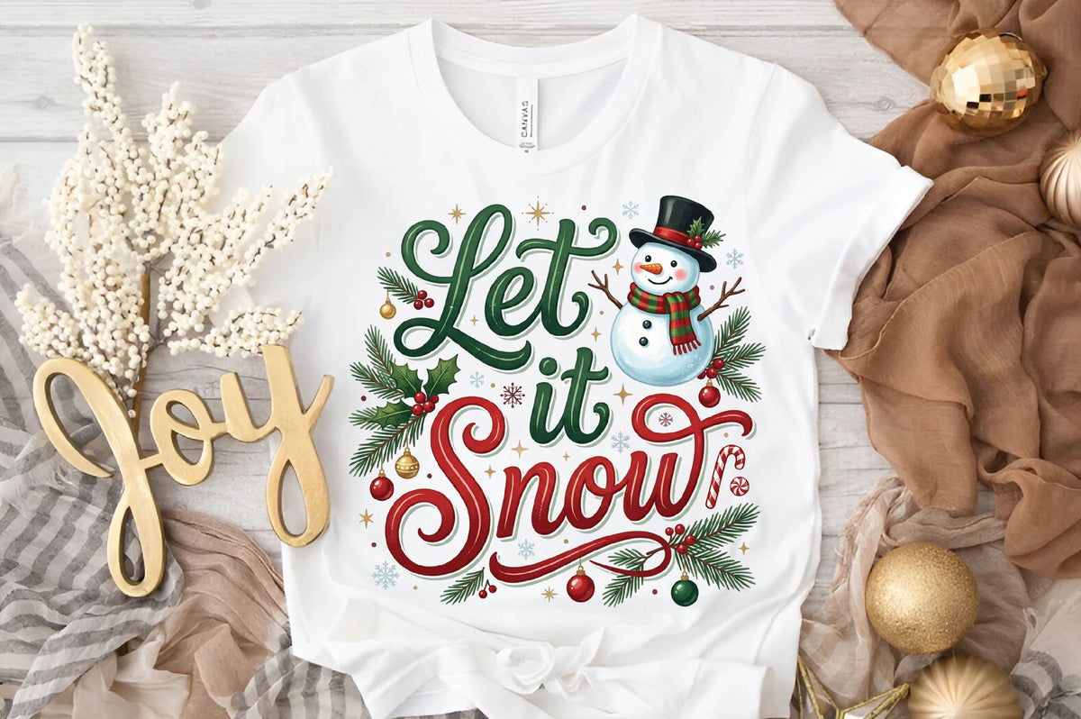 Let It Snow Christmas PNG, Snowman Holiday Sublimation Design, Winter Shirt PNG, Christmas Digital Download