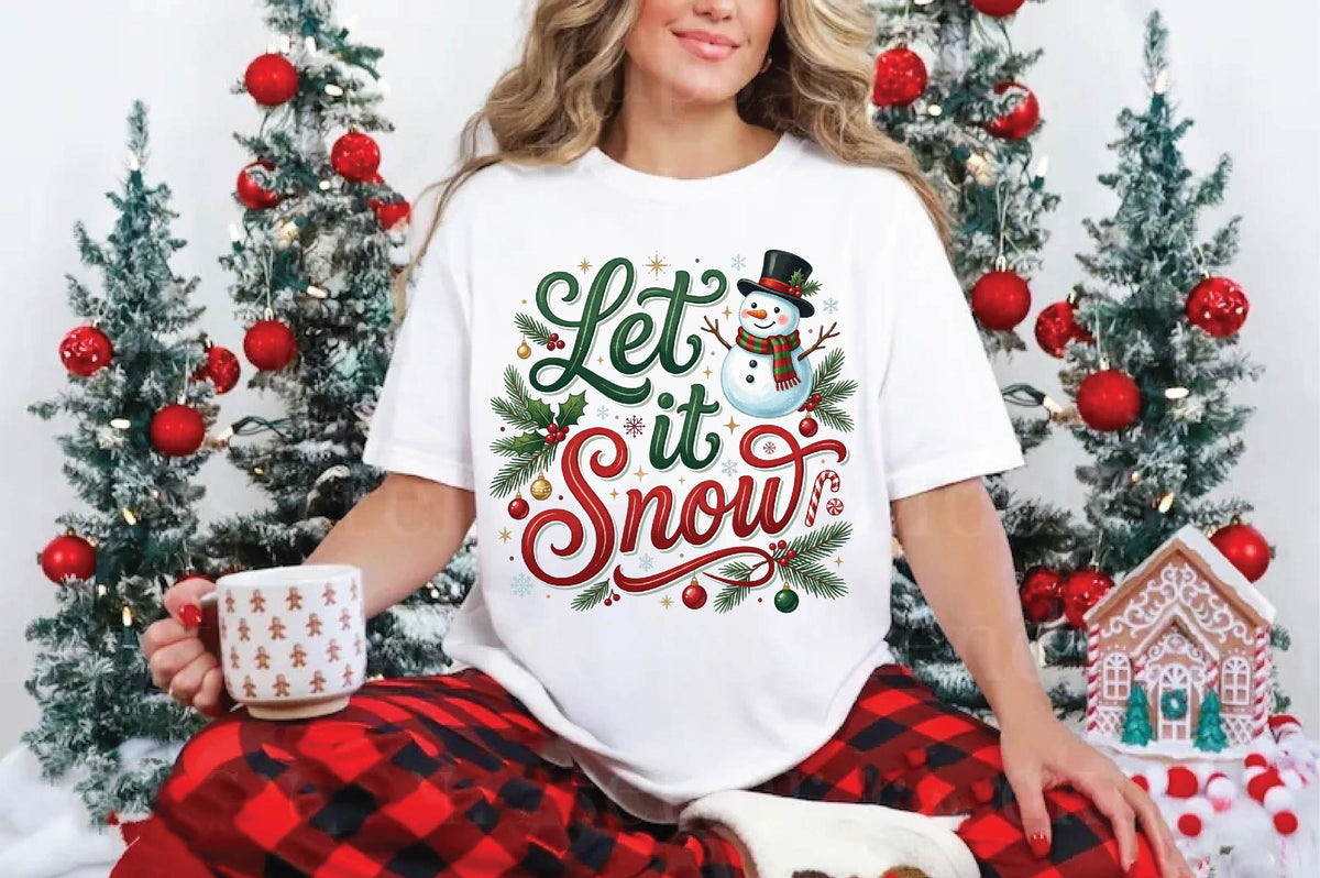 Let It Snow Christmas PNG, Snowman Holiday Sublimation Design, Winter Shirt PNG, Christmas Digital Download