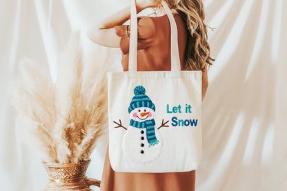 Let It Snow Faux Yarn Snowman Christmas PNG