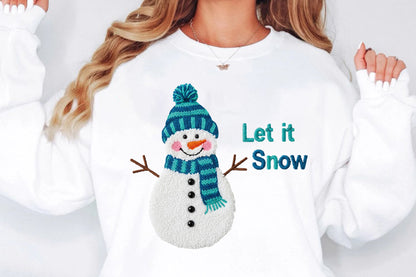 Let It Snow Faux Yarn Snowman Christmas PNG