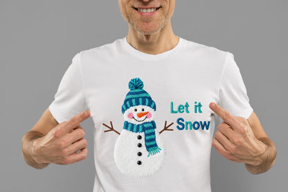 Let It Snow Faux Yarn Snowman Christmas PNG