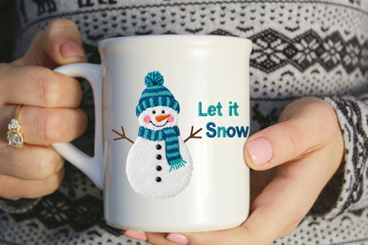 Let It Snow Faux Yarn Snowman Christmas PNG