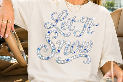 Let It Snow Rhinestone Christmas PNG Sublimation Design