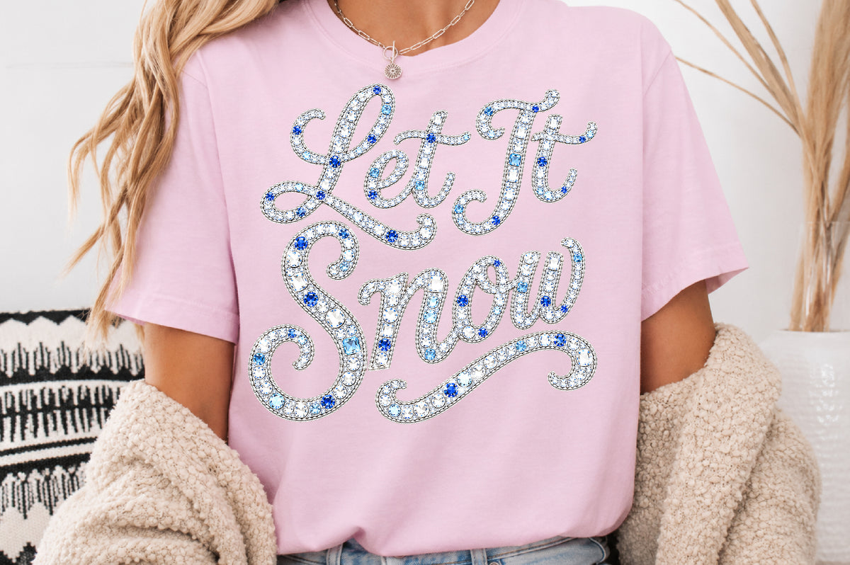 Let It Snow Rhinestone Christmas PNG Sublimation Design