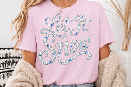 Let It Snow Rhinestone Christmas PNG Sublimation Design