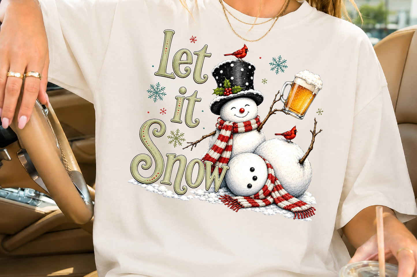 Let It Snow Snowman Christmas PNG Sublimation Design