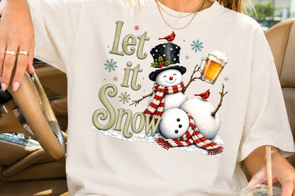 Let It Snow Snowman Christmas PNG Sublimation Design