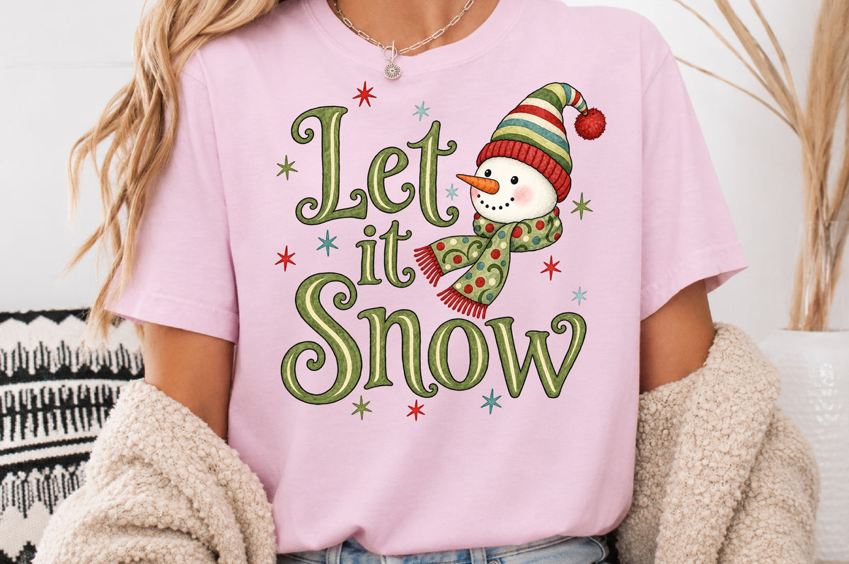 Let It Snow Cute Snowman Christmas PNG Sublimation Design