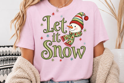 Let It Snow Cute Snowman Christmas PNG Sublimation Design