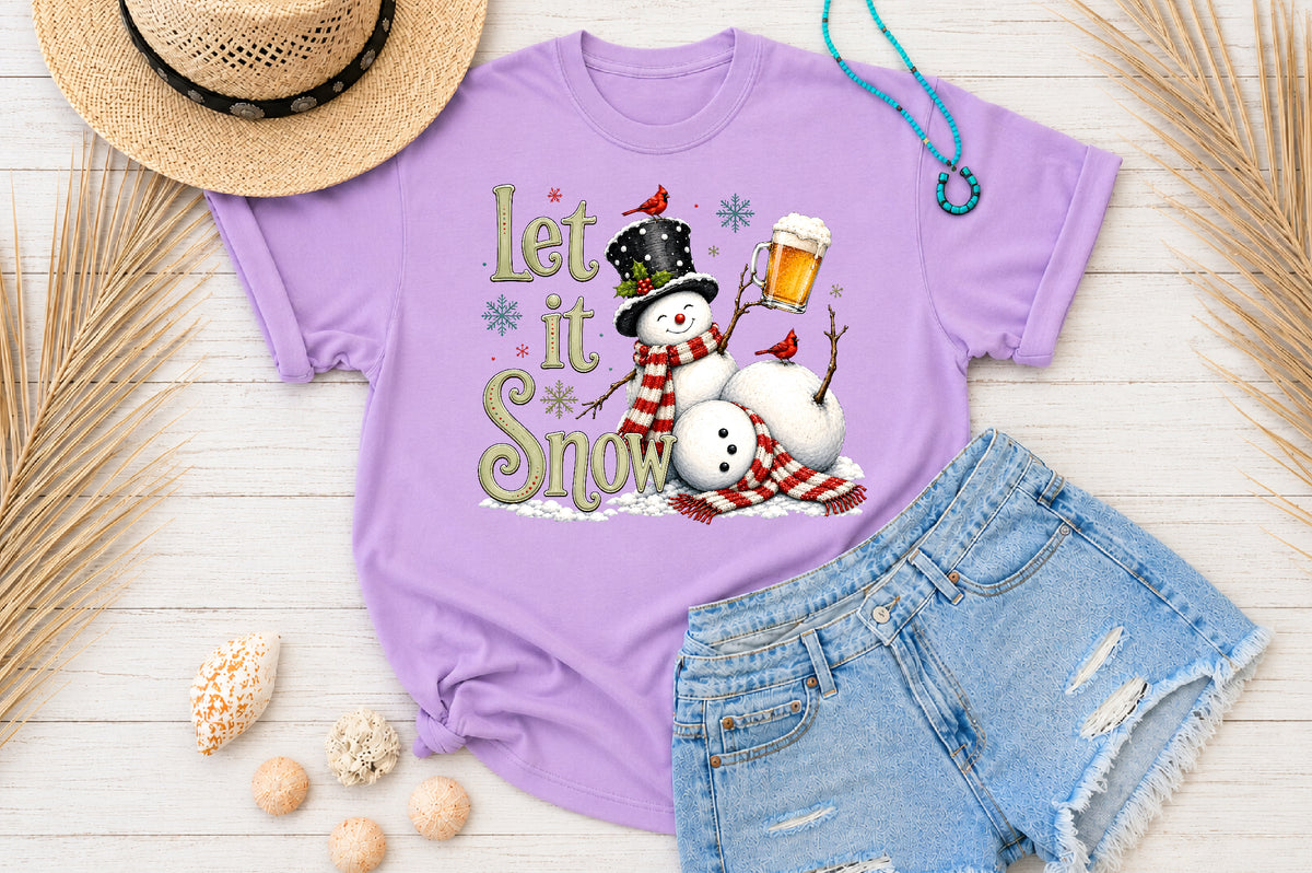 Let It Snow Snowman Christmas PNG Sublimation Design
