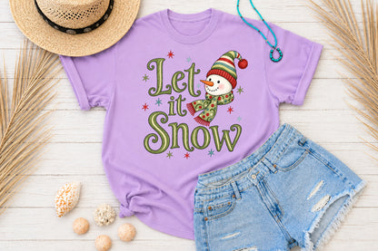 Let It Snow Cute Snowman Christmas PNG Sublimation Design