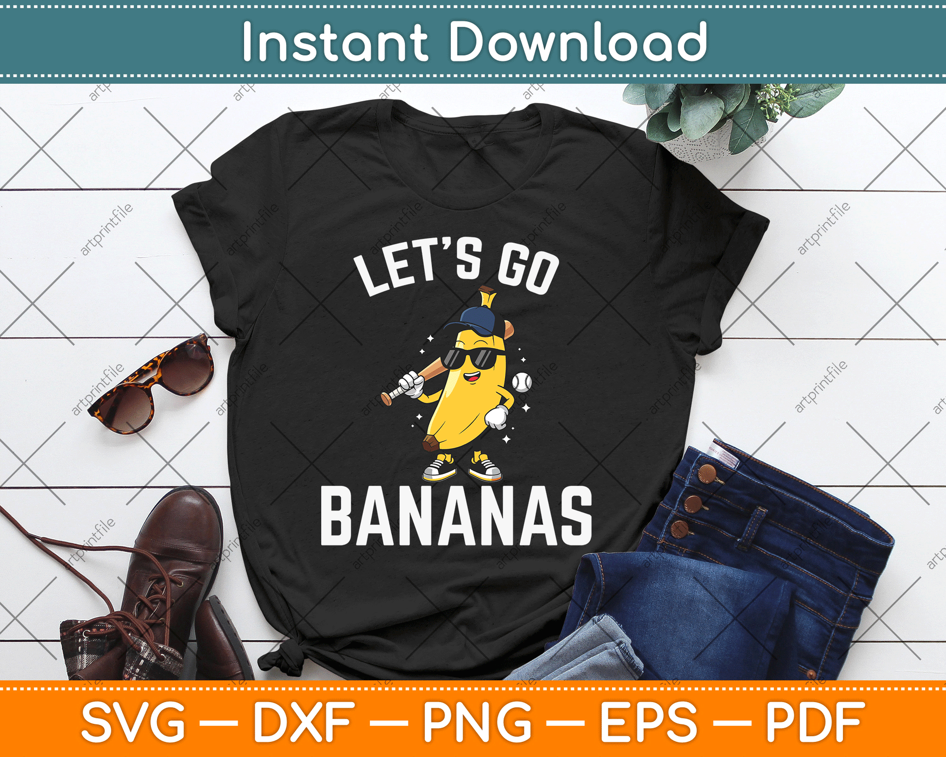 Let's Go Bananas Funny Banana SVG Digital Cutting File