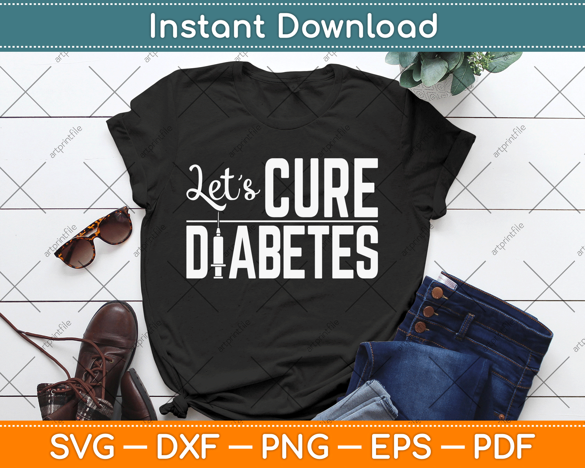 Let's Cure Diabetes Insulin Awareness Diabetician SVG Digital Cutting File