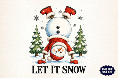 Let It Snowman Christmas PNG  Cute Snowman Holiday Sublimation