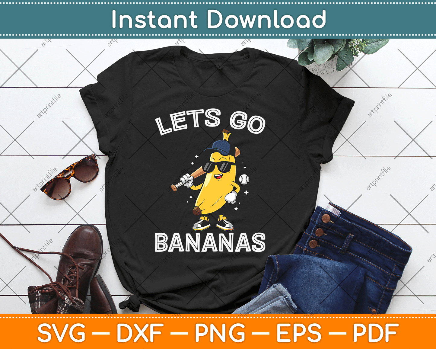 Let's Go Banana Retro Boys Kids Men Youth SVG Digital Cutting File