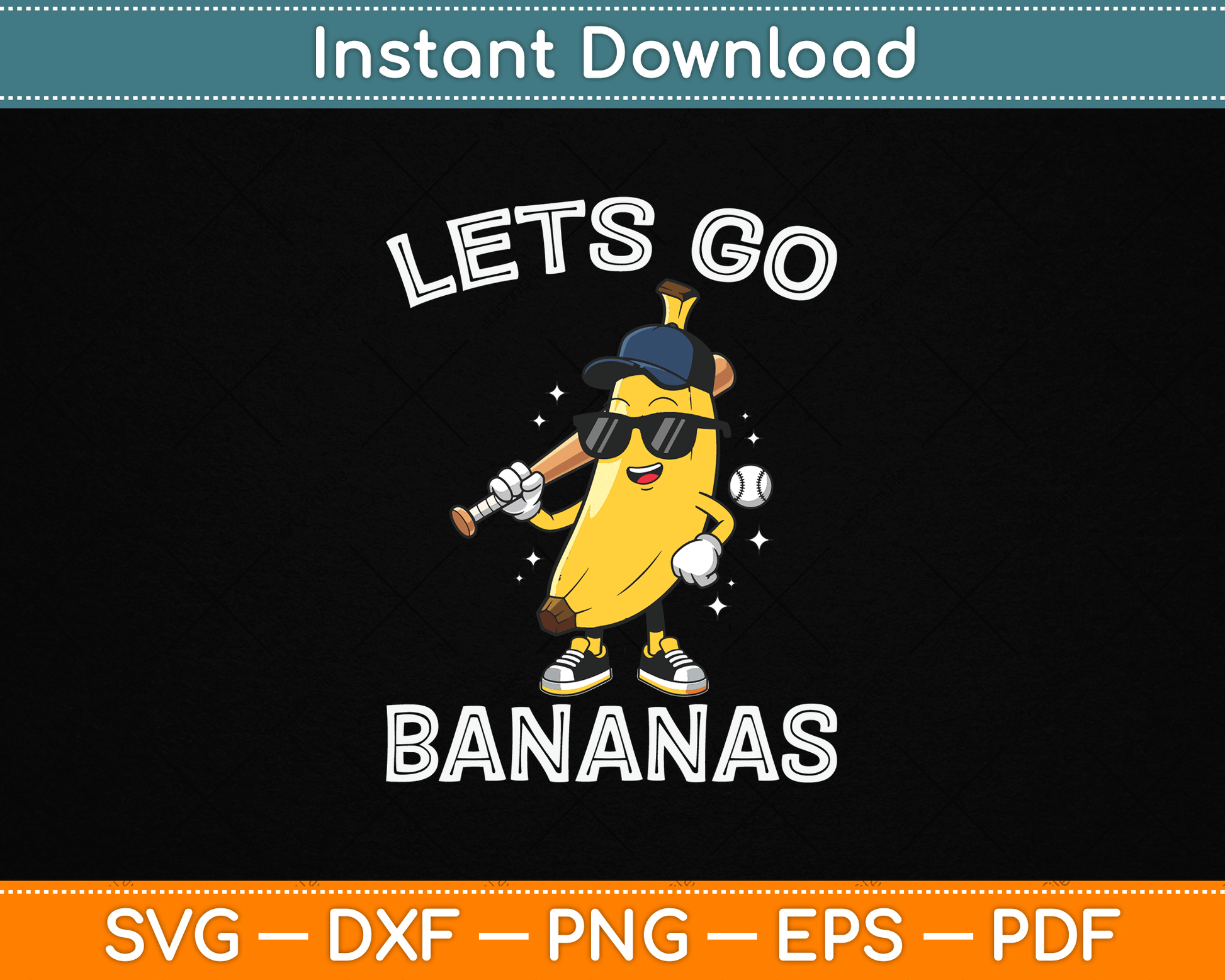 Let's Go Banana Retro Boys Kids Men Youth SVG Digital Cutting File