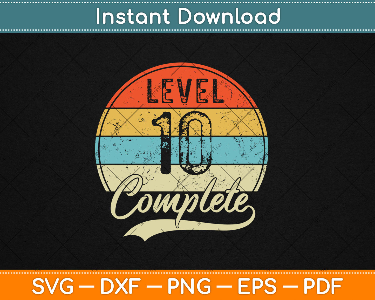 Level 10 Complete Retro 10th Wedding Anniversary Svg Digital Cutting File