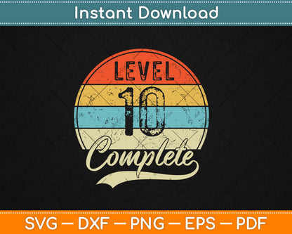 Level 10 Complete Retro 10th Wedding Anniversary Svg Digital Cutting File