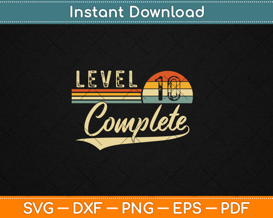 Level 10 Complete Vintage 10th Wedding Anniversary Svg Digital Cutting File