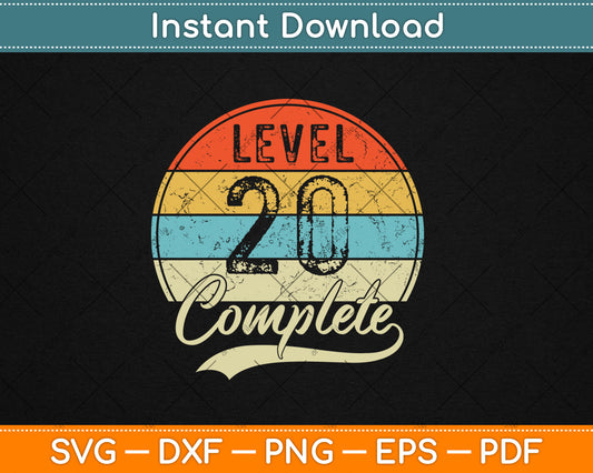 Level 20 Complete Retro 20th Wedding Anniversary Svg Digital Cutting File