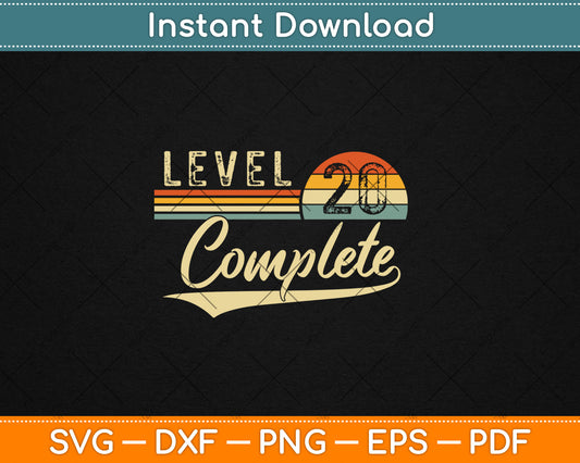 Level 20 Complete Vintage 20th Wedding Anniversary Svg Digital Cutting File