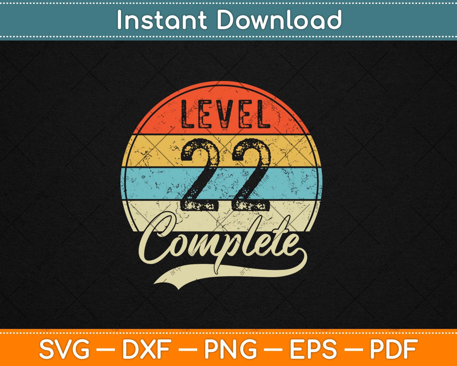 Level 22 Complete Retro 22nd Wedding Anniversary Svg Digital Cutting File