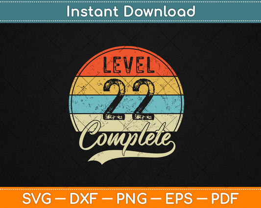 Level 22 Complete Retro 22nd Wedding Anniversary Svg Digital Cutting File