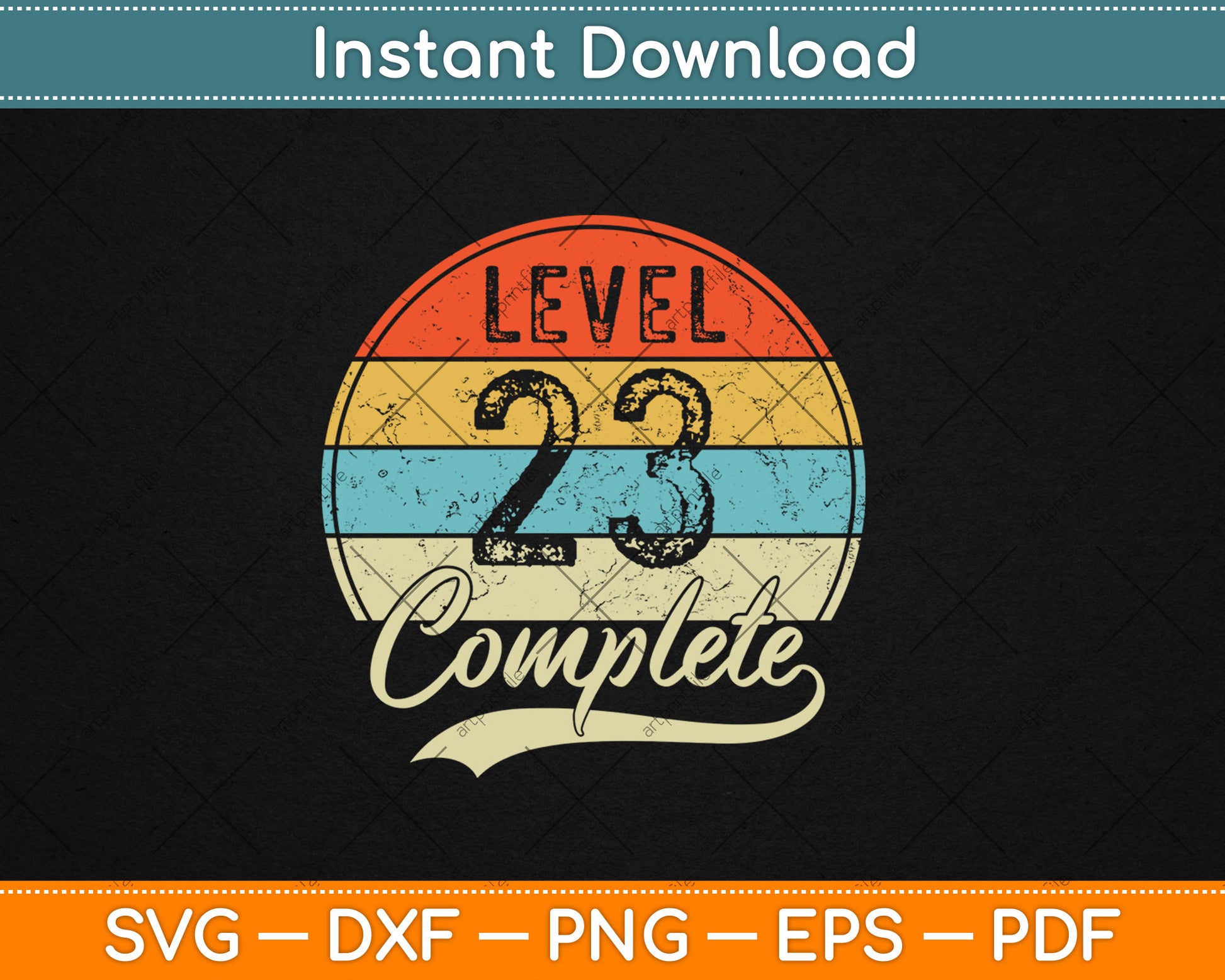 Level 23 Complete Retro 23rd Wedding Anniversary Svg Digital Cutting File