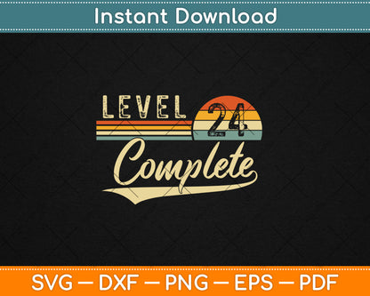 Level 24 Complete Vintage 24th Wedding Anniversary Svg Digital Cutting File