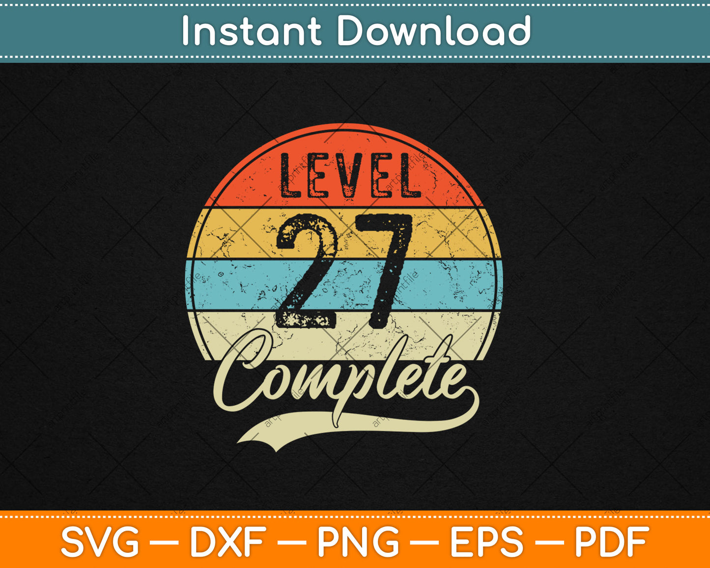 Level 27 Complete Retro 27th Wedding Anniversary Svg Digital Cutting File