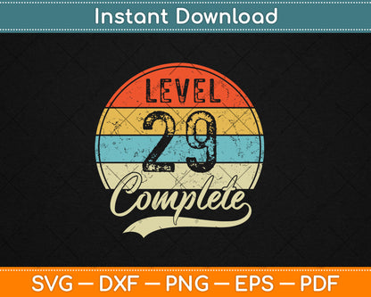 Level 29 Complete Retro 29th Wedding Anniversary Svg Digital Cutting File