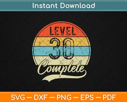 Level 30 Complete Retro 30th Wedding Anniversary Svg Digital Cutting File