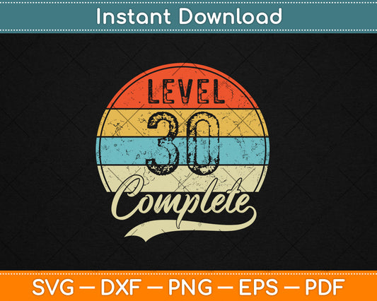 Level 30 Complete Retro 30th Wedding Anniversary Svg Digital Cutting File