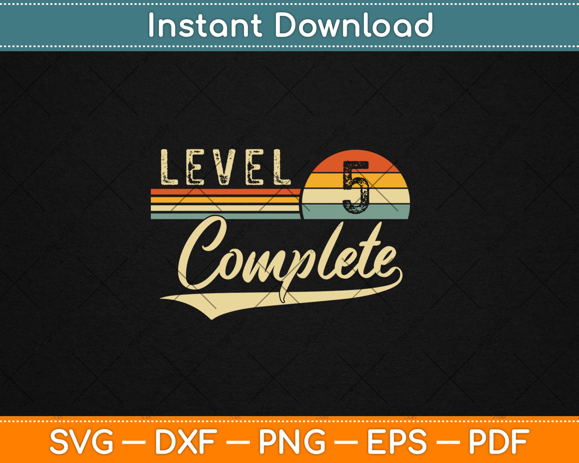 Level 5 Complete Vintage 5th Wedding Anniversary Svg Digital Cutting File