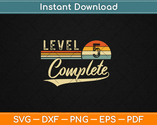 Level 5 Complete Vintage 5th Wedding Anniversary Svg Digital Cutting File