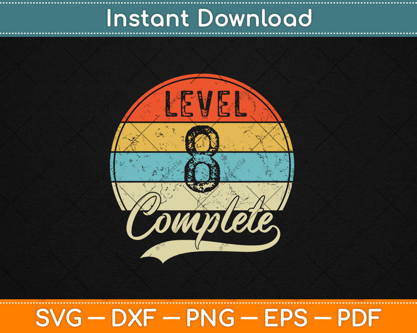 Level 8 Complete Retro 8th Wedding Anniversary Svg Digital Cutting File