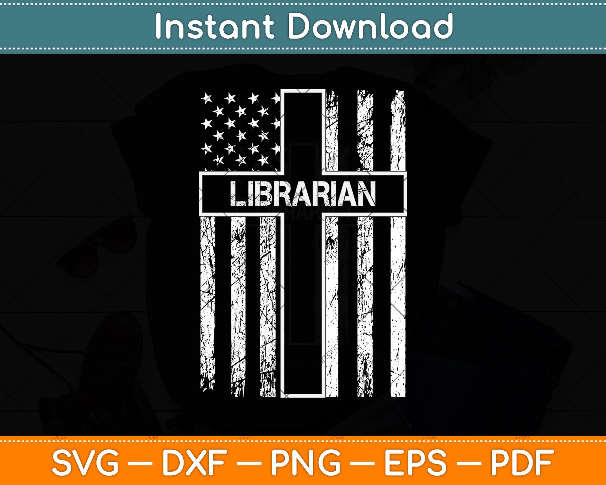 Librarian American Flag Jesus Svg Digital Cutting File