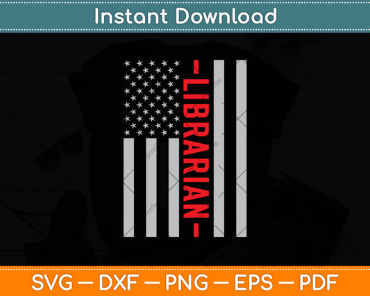 Librarian American Flag Svg Digital Cutting File